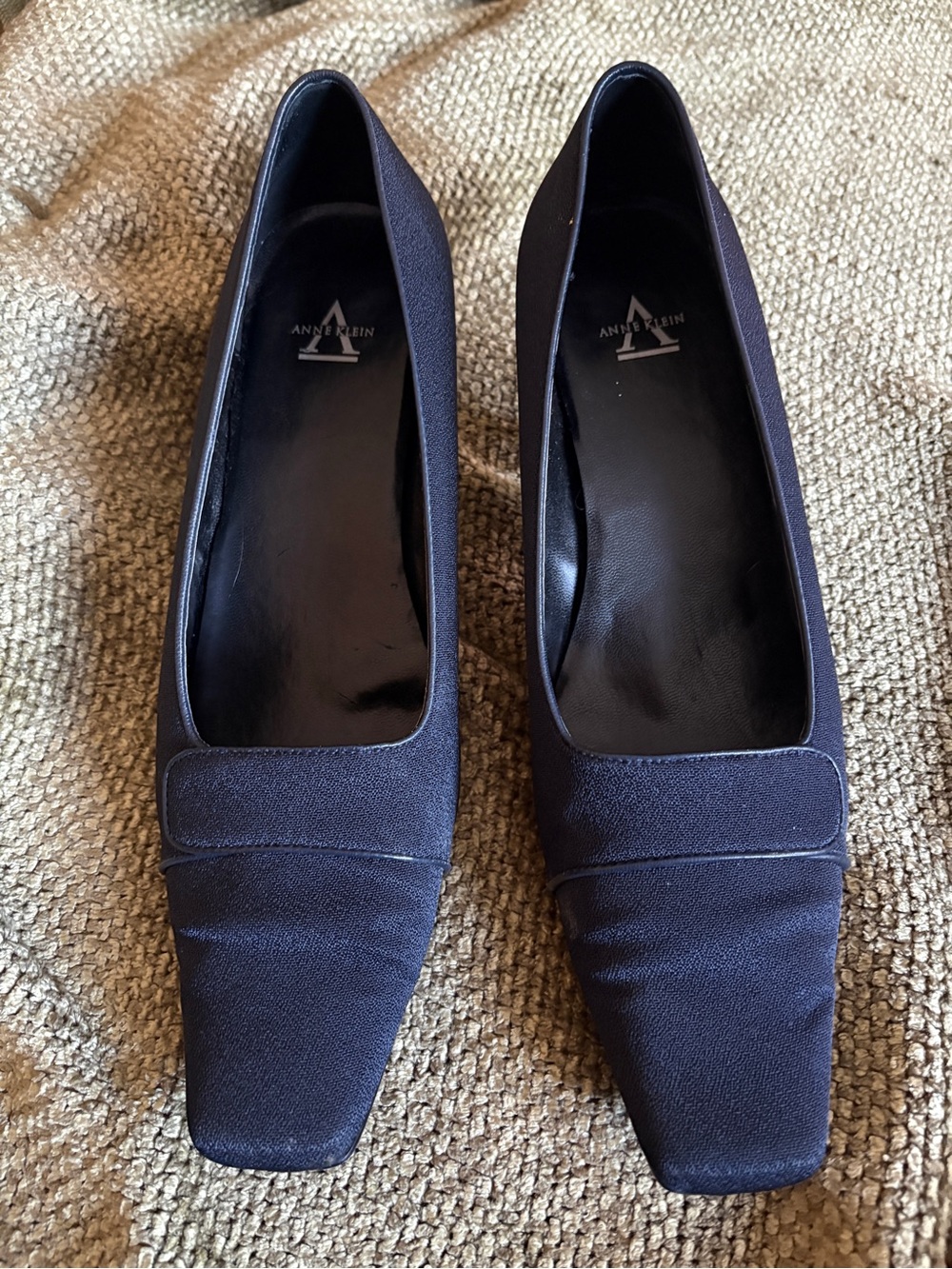 Anne Klein Navy Square-Toe Heels Vintage